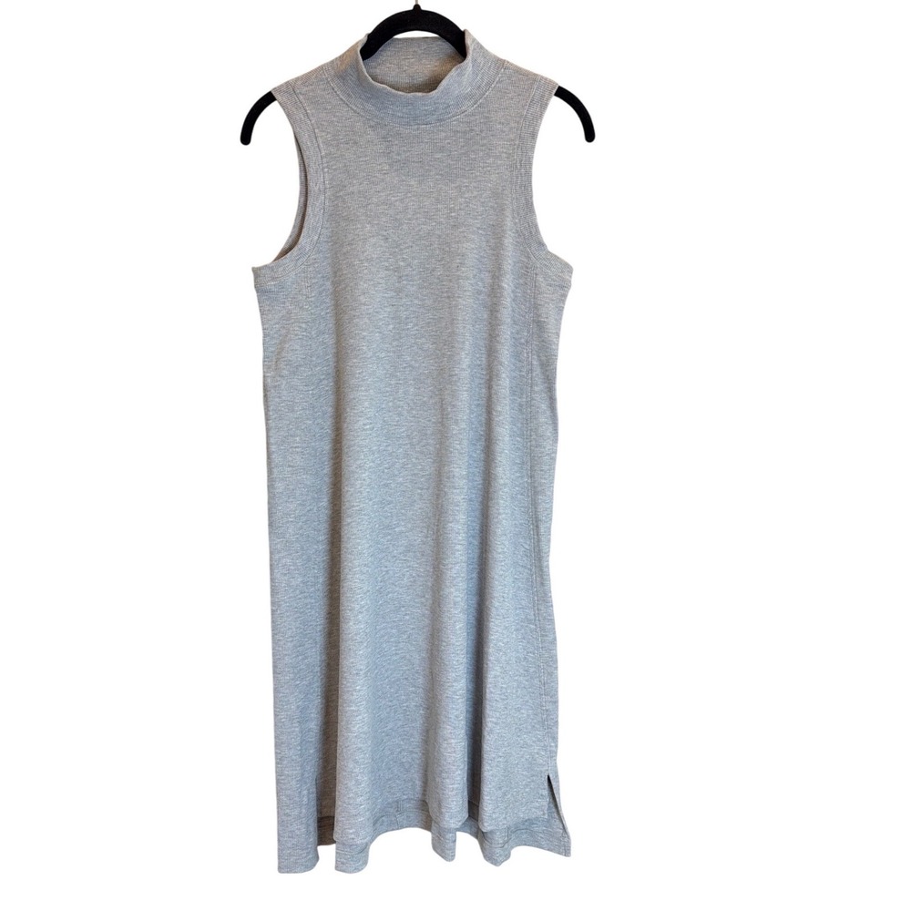 Lululemon Grey Ribbed Mock Neck Sleeveless Dress Heathered‎ Athletic Mini XL